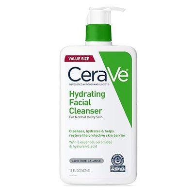 CeraVe Hydrating Facial Cleanser with Hyaluronic Acid & Ceramides – Face Wash for Dry Skin