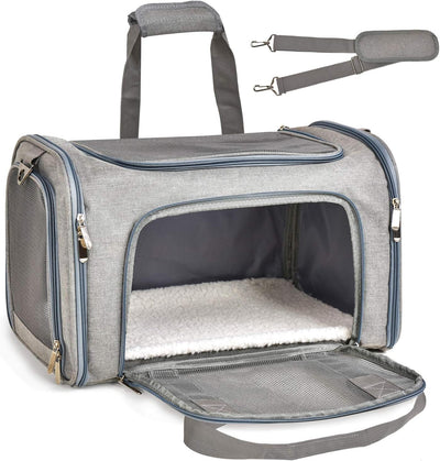 Pet Carrier For Small / Medium Cats Dogs Puppies (Up To 15lbs), TSA Airline Approved Small Dog Carrier Soft Sided, Collapsible Waterproof Travel Puppy Carrier