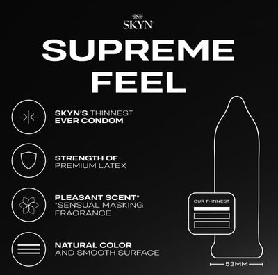 SKYN Supreme Feel Non-Latex Condoms – Ultra-Thin, Natural Fit & Pre-Lubricated for Enhanced Comfort & Sensitivity – 30 Count