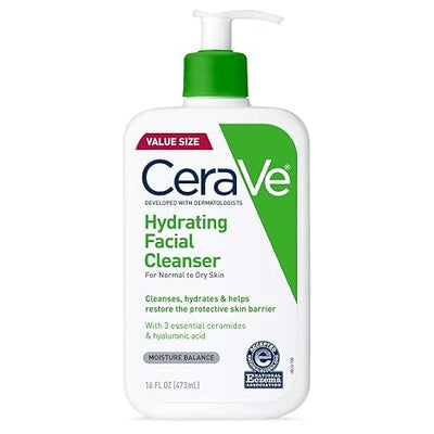 CeraVe Hydrating Facial Cleanser with Hyaluronic Acid & Ceramides – Face Wash for Dry Skin