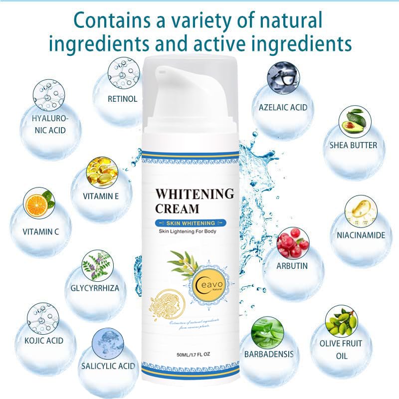 Skin Whitening Cream Bleaching Cream for Body Intimate Area, Private Parts, Underarm, Knees, Elbows, Inner Thigh, Bikini Areas, Bikini Line, Lightening Dark Spot Remover For Intimate Part (1.7FL OZ)