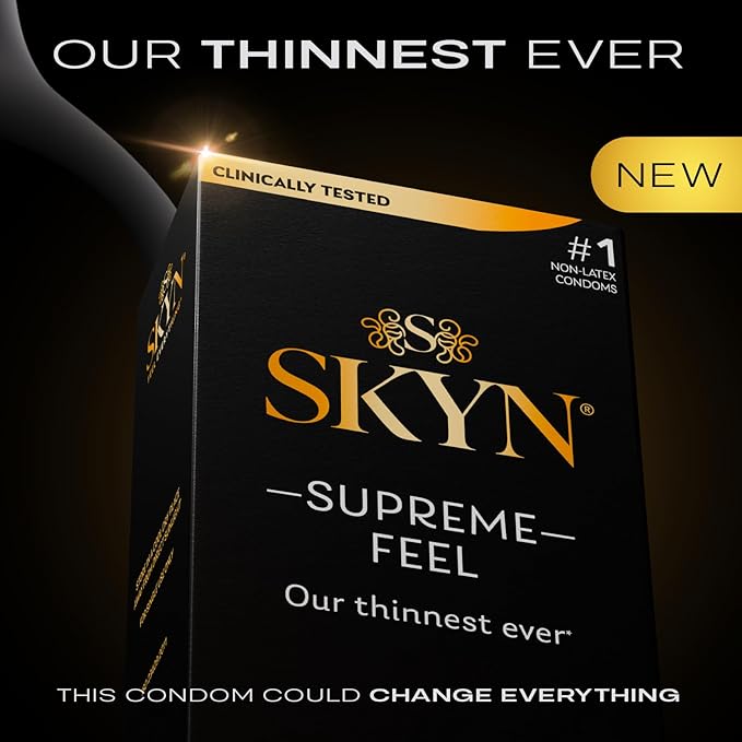 SKYN Supreme Feel Non-Latex Condoms – Ultra-Thin, Natural Fit & Pre-Lubricated for Enhanced Comfort & Sensitivity – 30 Count