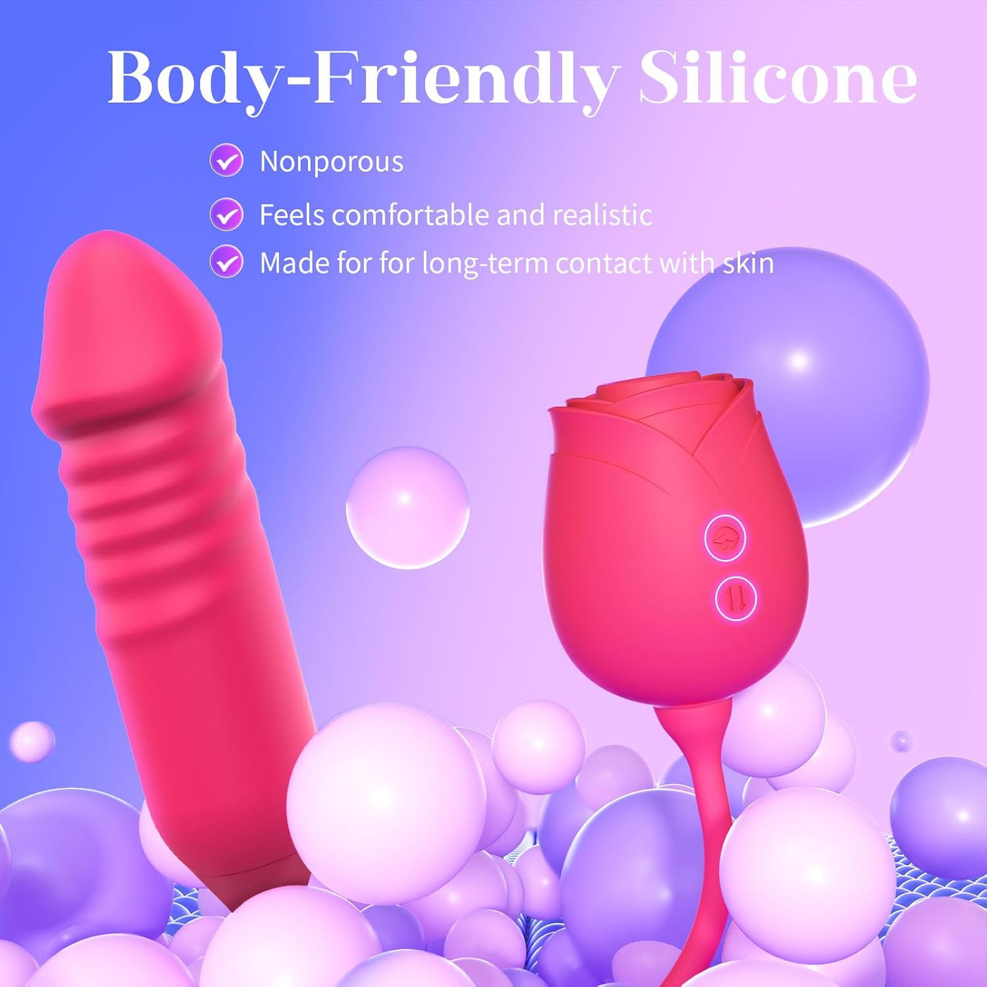 Vibrator Dildo Sex Toys for Women - MOOLIGIRL Rose Sex Toy with Thrusting G Spot Vibrators & 10 Sucking Modes for Clitoral Nipple Stimulation Anal Double-Ended Dildos Adult Sex Toys Games for Couples
