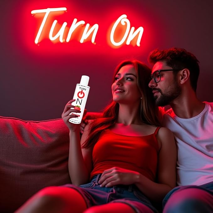 Turn On Strawberry Flavored Personal Lubricant – Water-Based, Sugar-Free Lube for Men, Women & Couples – Condom Safe, Long-Lasting Intimate Gel, 8 fl oz