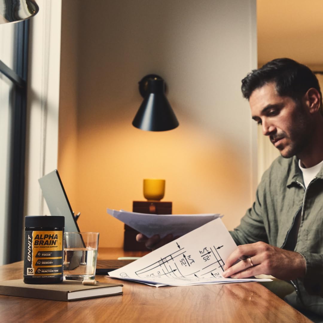 ONNIT Alpha Brain Nootropic Supplement – Memory, Focus & Mental Clarity with L-Theanine & Vitamin B6, Non-GMO, 30 Capsules