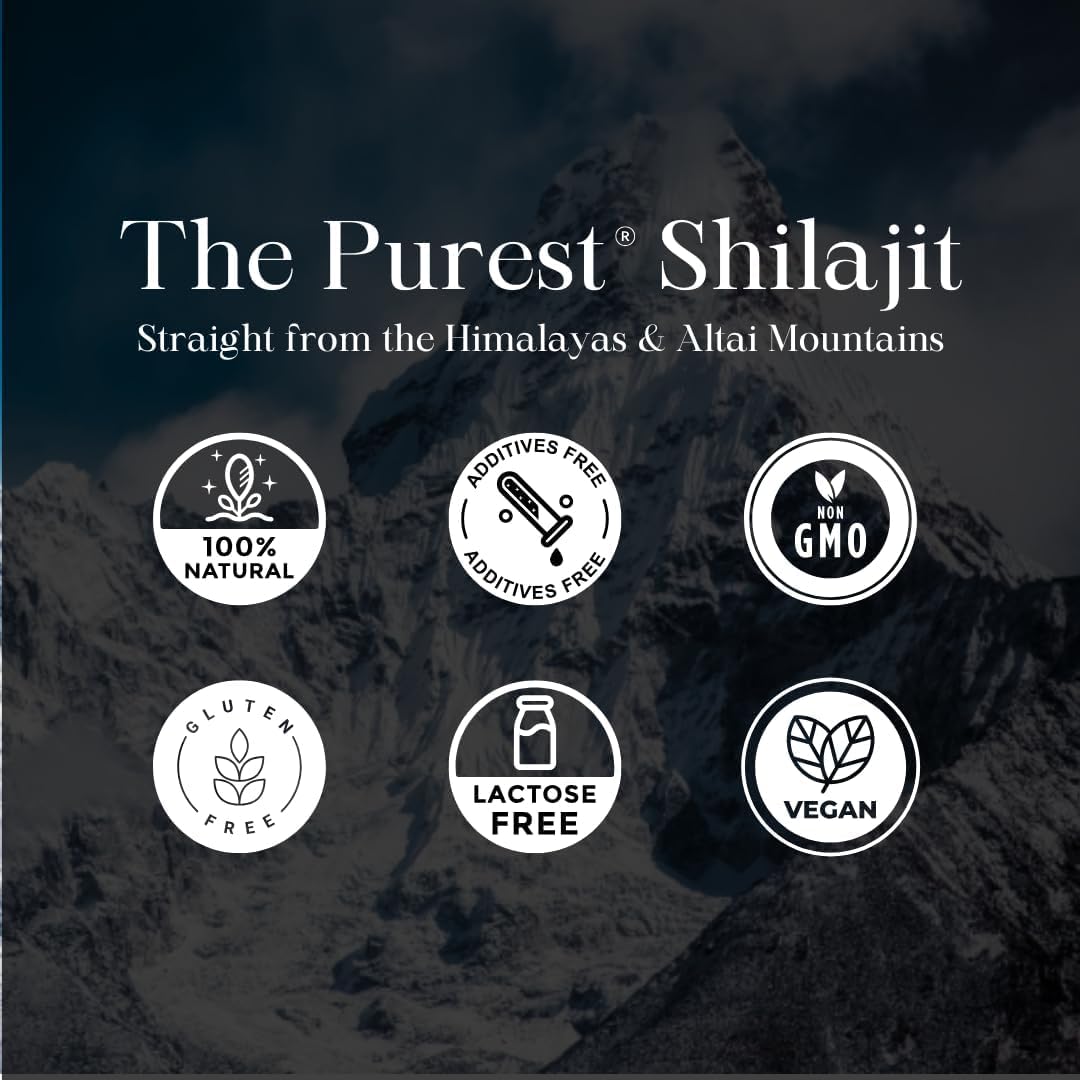 Pure Himalayan Shilajit Dry Drops – 100% Natural, 85+ Trace Minerals & Fulvic Acid for Energy, Metabolism & Immune Support – 60 Tablets