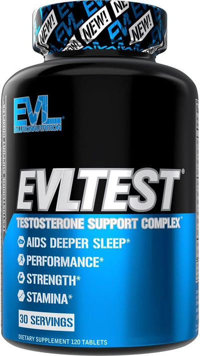 EVLTest Testosterone Booster for Men – Complete Natural Testosterone Support & Estrogen Blocker with DIM, D-Aspartic Acid & Tribulus – Post Workout Recovery, Energy, Strength, Muscle Growth & Vitality Supplement