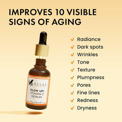 Eclat Skincare Vitamin C Face Serum - Skin Care for Dark Spots, Vitamin C Serum with Hyaluronic Acid, Ferulic Acid, & Vit E - Anti Aging and Skin Brightening, Pure Vit C Facial Care - 30 ml