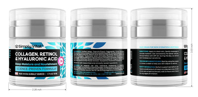 SimplyVital Collagen Retinol & Hyaluronic Acid Cream – Anti-Aging Moisturizer for Face, Neck & Décolleté | Firming Day & Night Cream (1.7 fl.oz, Made in USA)