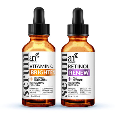 artnaturals Anti-Aging-Set with Vitamin-C Retinol and Hyaluronic-Acid - (3 x 1 Fl Oz / 30ml) Serum for Anti Wrinkle and Dark Circle Remover – All Natural and Moisturizing