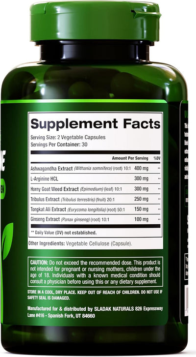 Testosterone Booster for Men – Ashwagandha, Tongkat Ali, L-Arginine & Tribulus for Muscle, Energy & Performance (2-Month Supply)