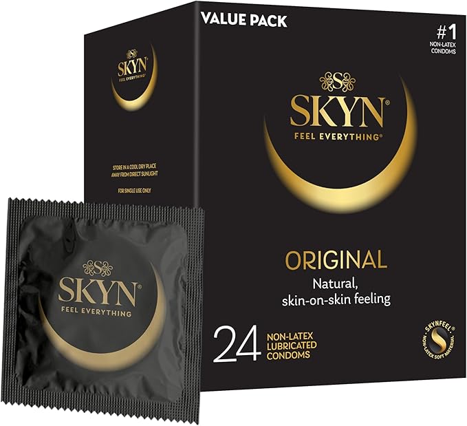 SKYN Supreme Feel Non-Latex Condoms – Ultra-Thin, Natural Fit & Pre-Lubricated for Enhanced Comfort & Sensitivity – 30 Count