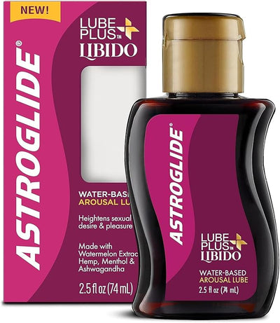 Astroglide Lube Plus Libido 2.5oz – Water-Based Personal Lubricant for Men, Women & Couples – Arousal Gel Enhances Sensitivity, Desire & Intimate Pleasure – Travel Size