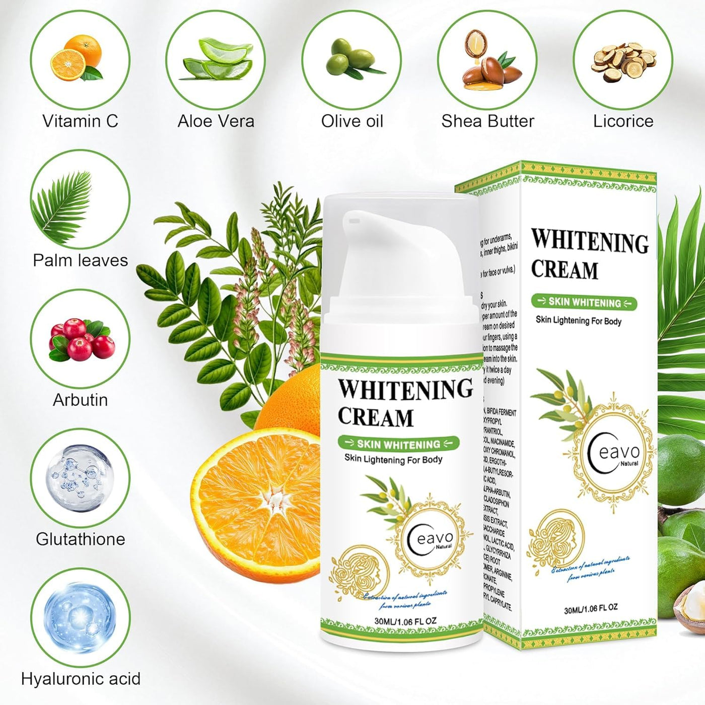 Skin Whitening Cream Bleaching Cream for Body Intimate Area, Private Parts, Underarm, Knees, Elbows, Inner Thigh, Bikini Areas, Bikini Line, Lightening Dark Spot Remover For Intimate Part (1.7FL OZ)