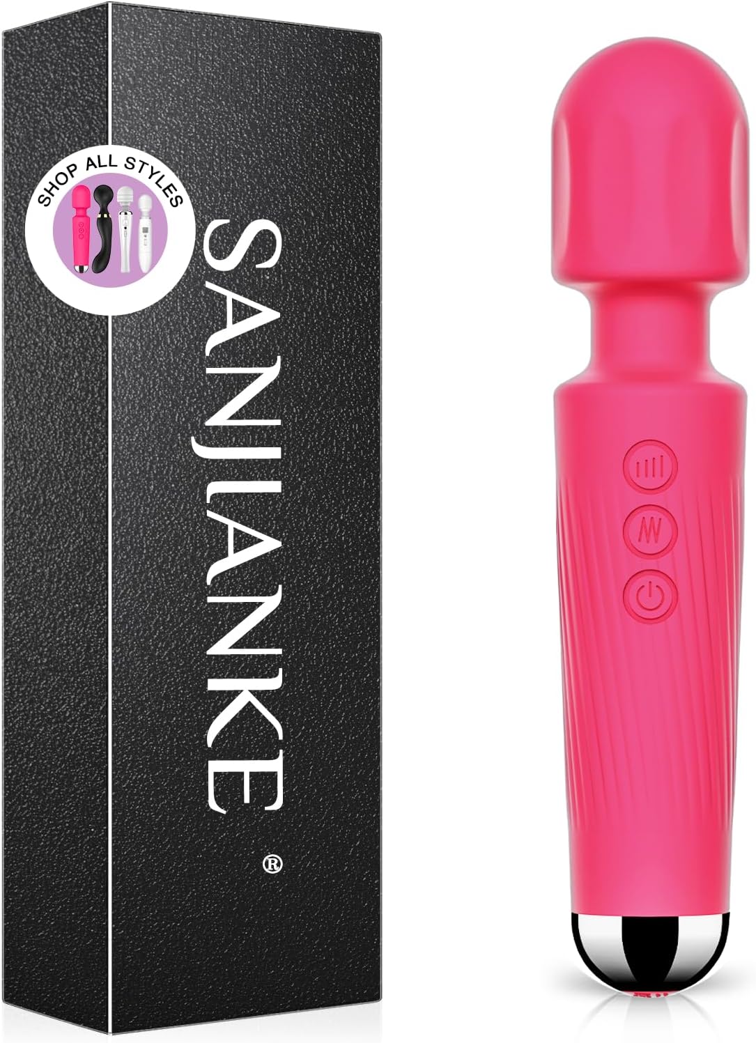 Vibrator Wand,Adult Sex Toy Wand, G Spot Dildo, Clit Vibrator, Sex Vibrators,Clitoris Stimulation,with 8 Speeds & 20 Patterns,Fully Waterproof,Vibrating Wand for her Pleasure (Rose Red)