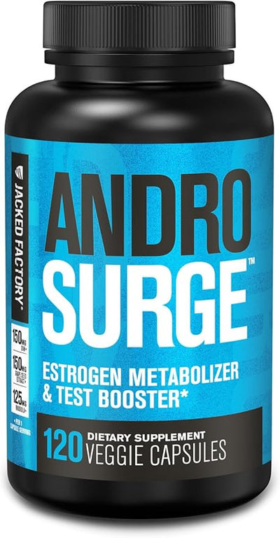 Jacked Factory Androsurge Estrogen Blocker for Men – Natural Testosterone Booster & Estrogen Metabolizer with Tongkat Ali, DIM & Long Jack – Muscle Builder & Test Booster Supplement – 120 Count