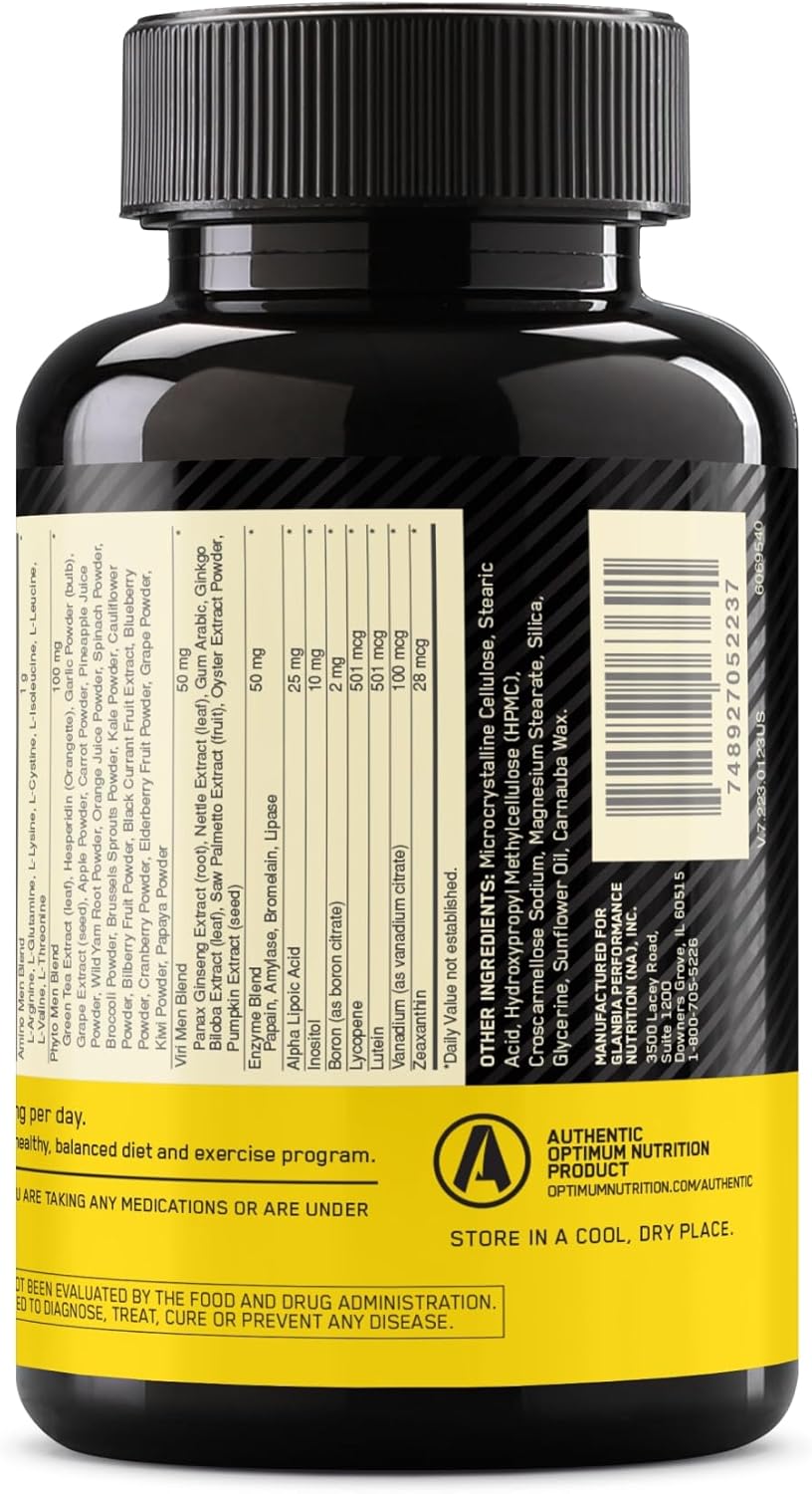 Optimum Nutrition Opti-Men Multivitamin for Men with Vitamin C, D, E, B12 & Zinc – Immune Support, 90 Tablets