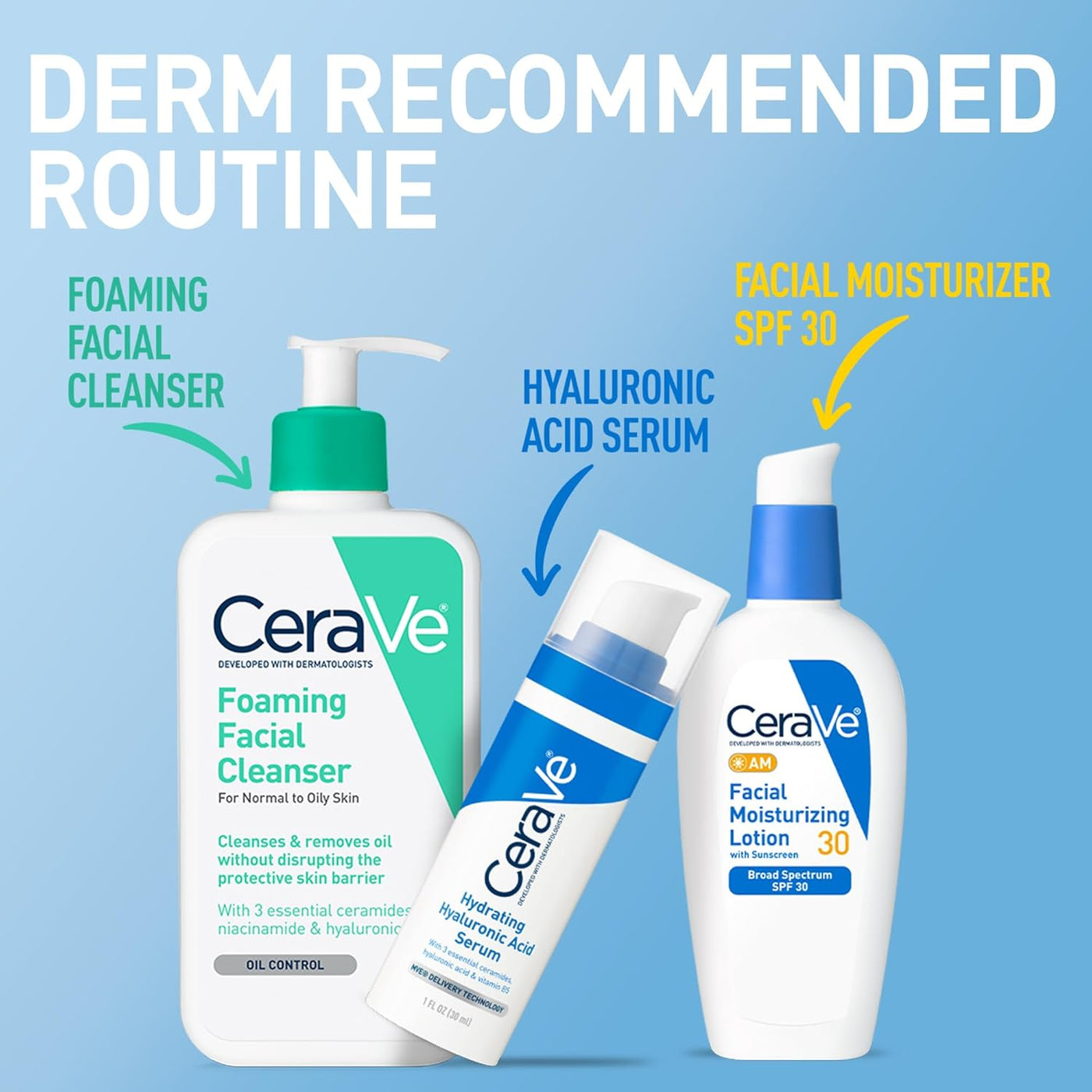 CeraVe AM Facial Moisturizing Lotion with SPF 30 | Oil-Free Daily Face Moisturizer with Hyaluronic Acid & Niacinamide, 3 oz