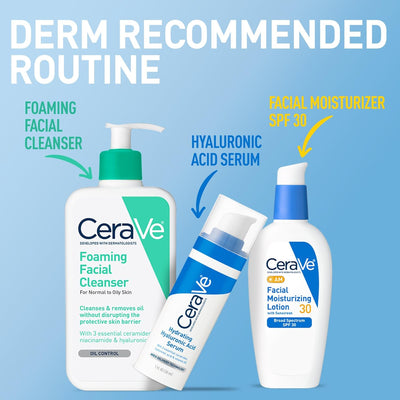 CeraVe AM Facial Moisturizing Lotion with SPF 30 | Oil-Free Daily Face Moisturizer with Hyaluronic Acid & Niacinamide, 3 oz