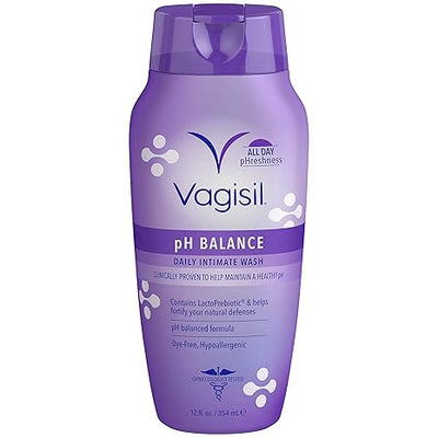 Vagisil Feminine Wash for Intimate Area Hygiene, pH Balance, Gynecologist Tested, Hypoallergenic, 12 oz, (Pack of 3)