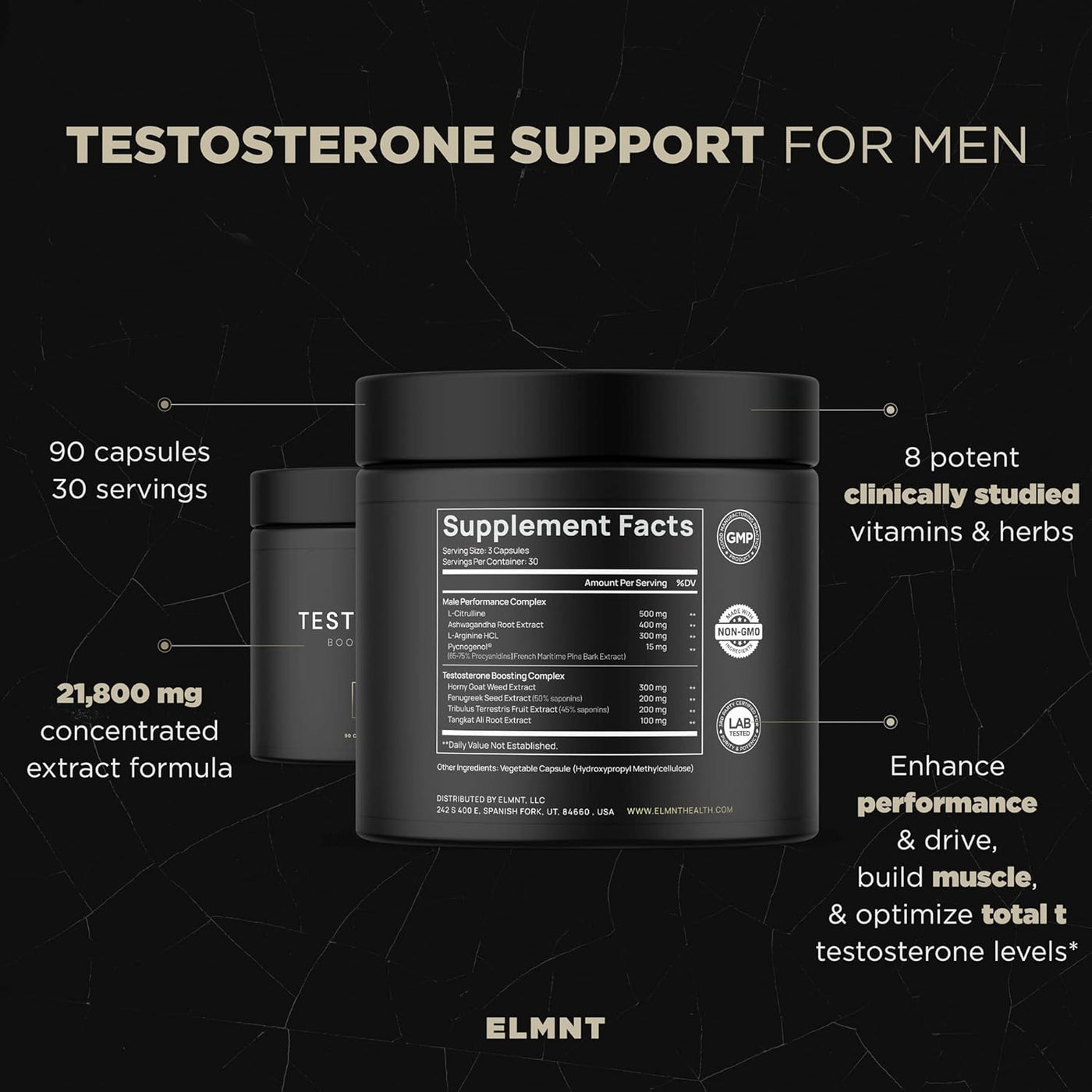 21,800mg Testosterone Booster for Men – 8X Strength Test Supplement with Ashwagandha, Tongkat Ali, Tribulus & Pycnogenol – Male Libido, Energy & Muscle Builder Pills