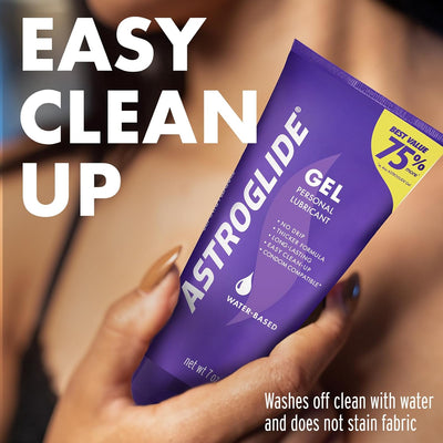 Astroglide Water Based Lube (7oz), Ultra Gentle Gel Personal Lubricant for Vaginal and Anal Sex, Stays Put with No Drip, Sex Lube, Long-Lasting for Men, Women and Couples, Safe for Toys