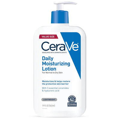 CeraVe Daily Moisturizing Lotion for Dry Skin with Hyaluronic Acid & Ceramides – Face & Body Moisturizer, Fragrance-Free, 12 oz