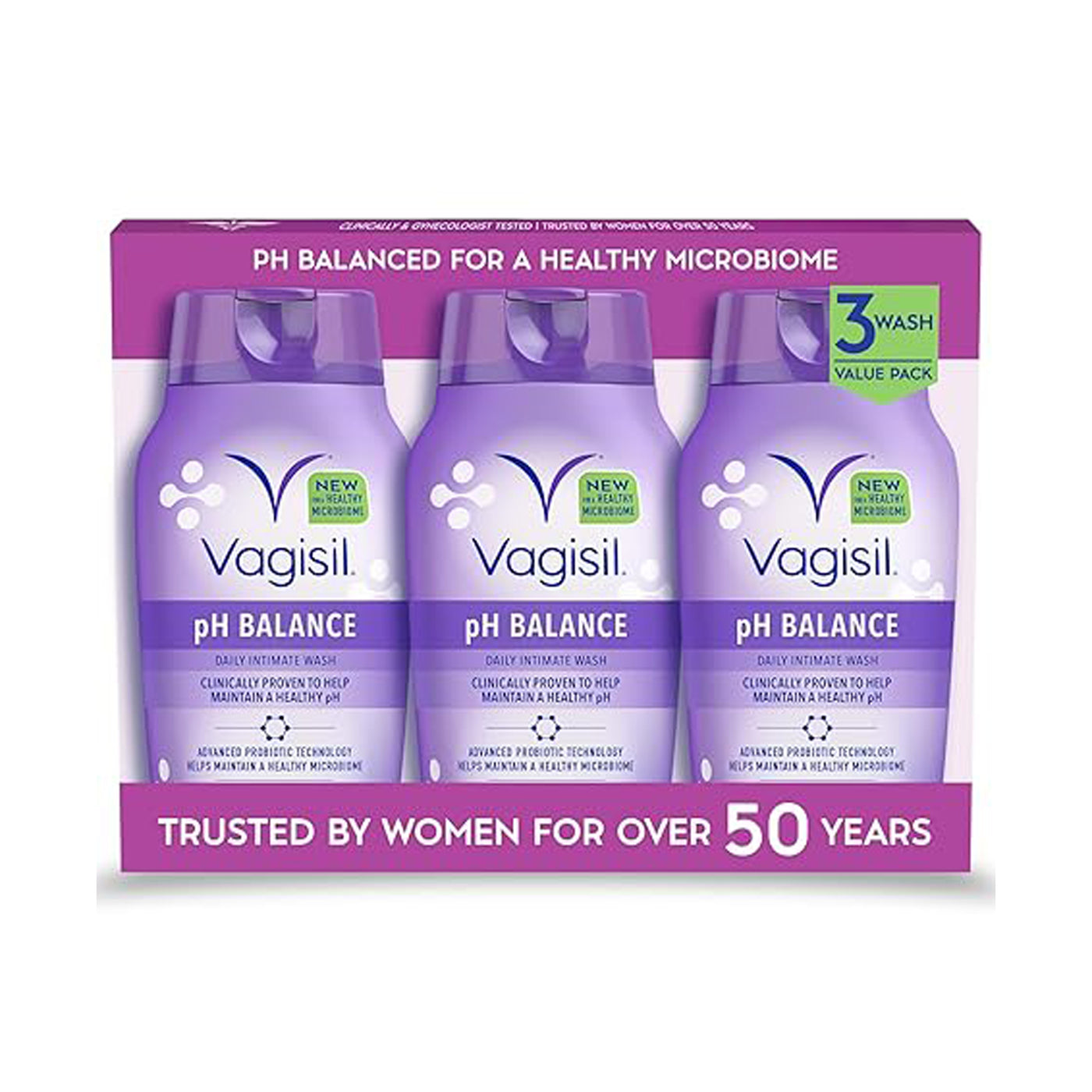 Vagisil Feminine Wash for Intimate Area Hygiene, pH Balance, Gynecologist Tested, Hypoallergenic, 12 oz, (Pack of 3)