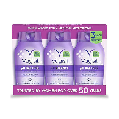 Vagisil Feminine Wash for Intimate Area Hygiene, pH Balance, Gynecologist Tested, Hypoallergenic, 12 oz, (Pack of 3)