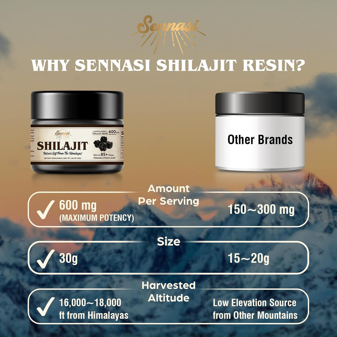 Pure Himalayan Shilajit Resin – 600mg Organic Shilajit with 85+ Trace Minerals & Fulvic Acid for Energy & Immune Support, 30g