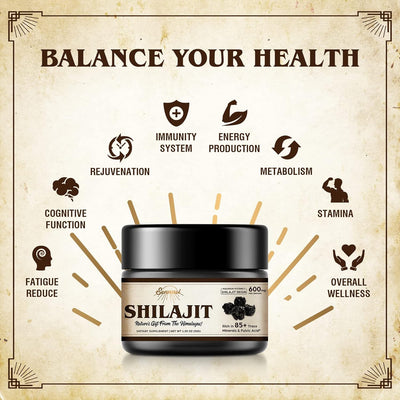 Pure Himalayan Shilajit Resin – 600mg Organic Shilajit with 85+ Trace Minerals & Fulvic Acid for Energy & Immune Support, 30g