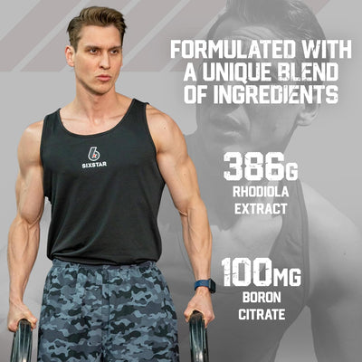 Six Star Testosterone Booster for Men with Rhodiola & Boron – Muscle Growth, Energy & Stamina Supplement, 60 Pills