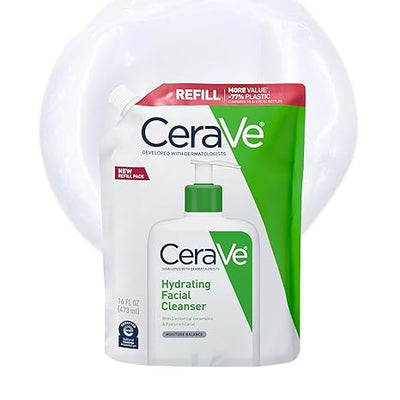 CeraVe Hydrating Facial Cleanser with Hyaluronic Acid & Ceramides – Face Wash for Dry Skin
