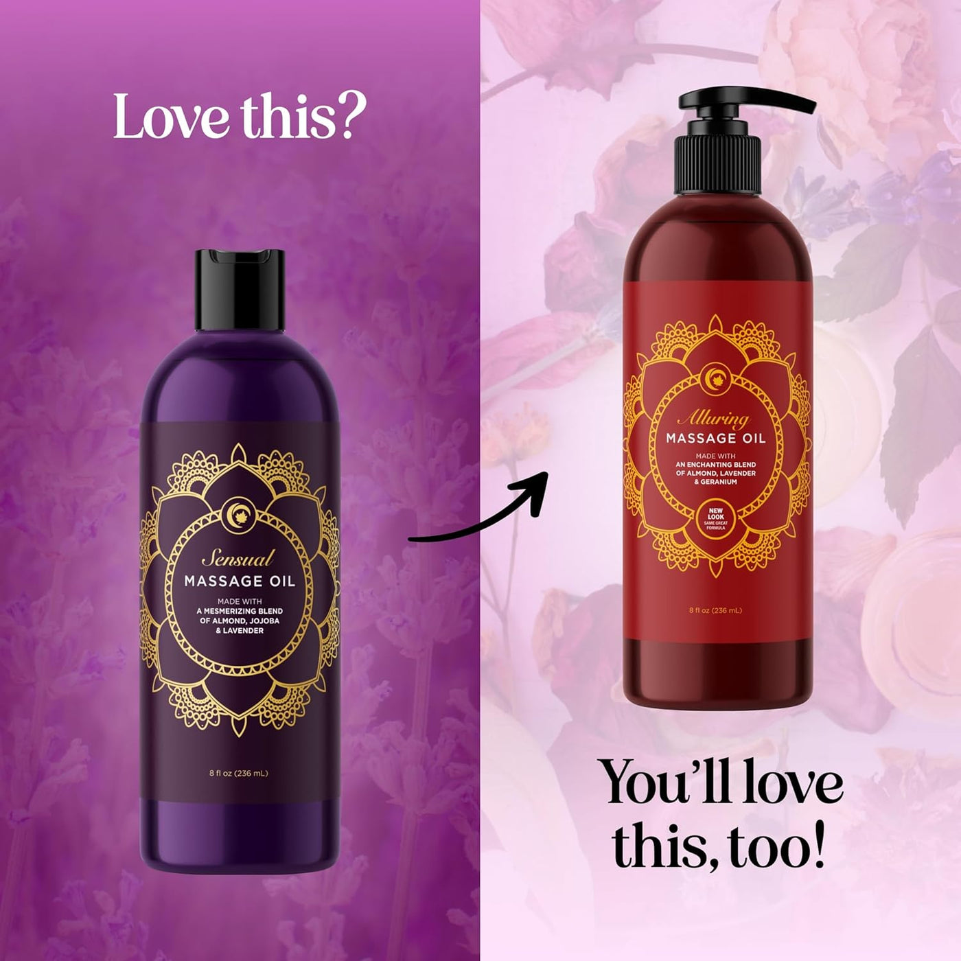 Aromatherapy Sensual Massage Oil for Couples - Relaxing Full Body Massage Oil for Date Night with Sweet Almond Oil - Vegan Lavender for Massage Therapy Smooth Gliding Formula 8 Fl Oz