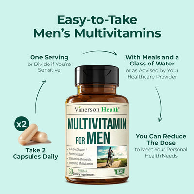 Men’s Multivitamin – High Potency Methylated Vitamins & Minerals with B12, D, Zinc & Magnesium for Daily Energy & Immune Support