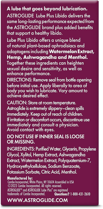 Astroglide Lube Plus Libido 2.5oz – Water-Based Personal Lubricant for Men, Women & Couples – Arousal Gel Enhances Sensitivity, Desire & Intimate Pleasure – Travel Size