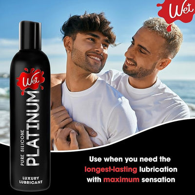 Wet Platinum Silicone-Based Personal Lubricant | Ultra Smooth, Super Slick, Hypoallergenic, Long-Lasting Performance, Waterproof Formula| Lube for Men, Women & Couples, 4.2 fl oz