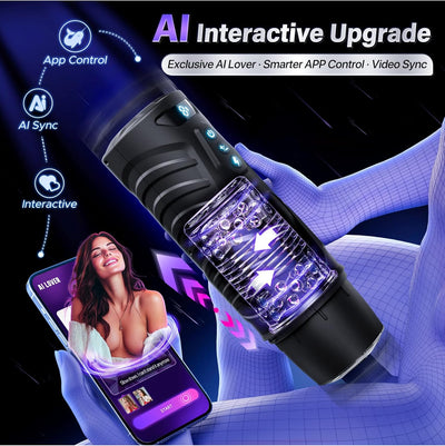 Automatic Male Masturbator Sex Toys for Men - Adult Toy Male Sex Toys with 7 Thrusting & 7 Rotating Modes,Hands Free Pocket Pussy Sex Machine with Visual Window & Mounting Base, Electric Thrusting Cup