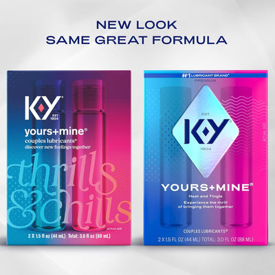 K-Y Yours + Mine Couples Personal Lube, Two Personal Lubricants, Water Based Lube for Women & Glycerin-Based Lube for Men, 2 x 1.5 FL OZ