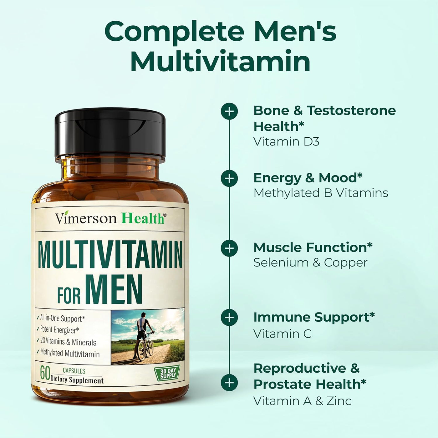 Men’s Multivitamin – High Potency Methylated Vitamins & Minerals with B12, D, Zinc & Magnesium for Daily Energy & Immune Support