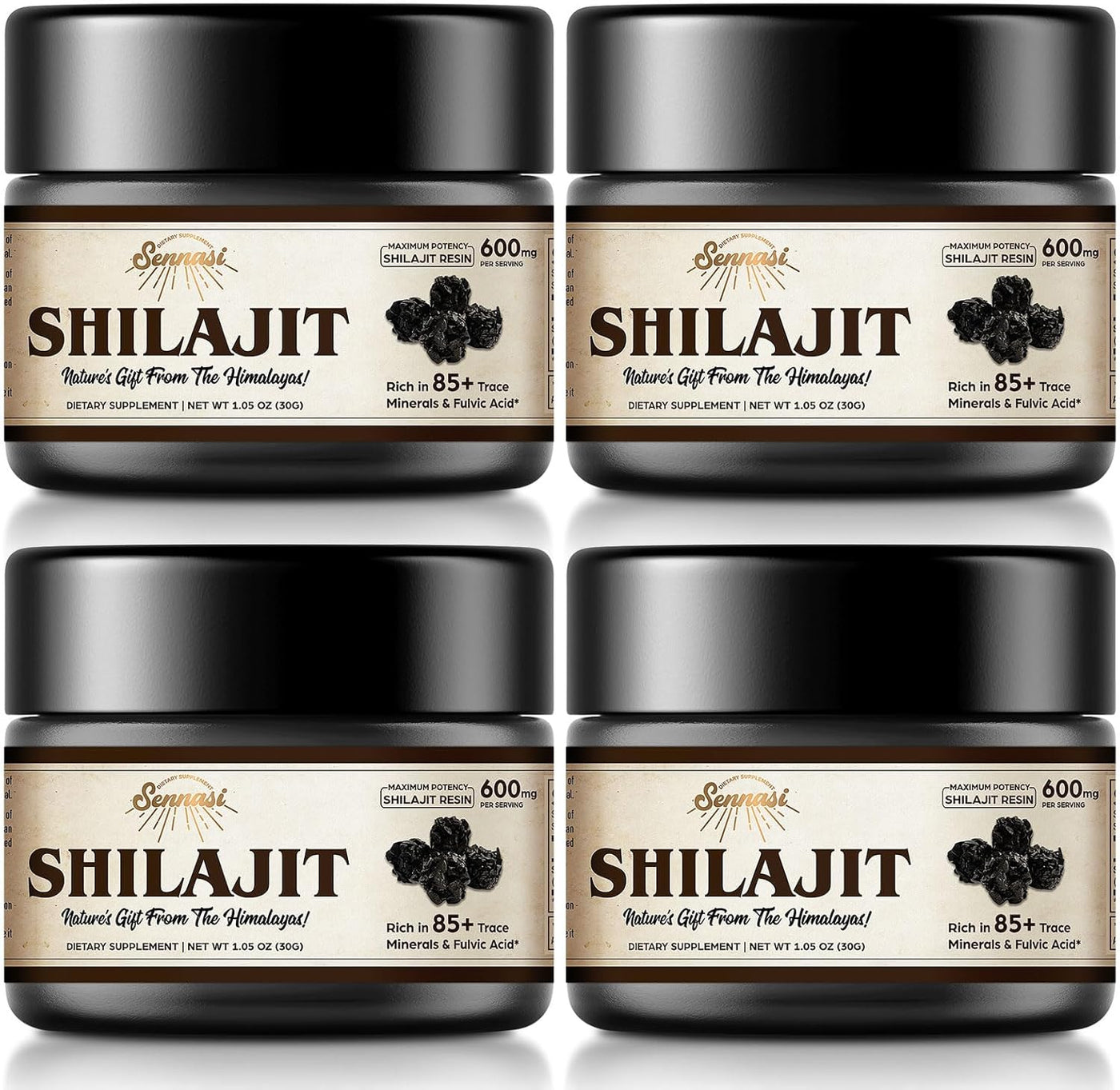 Pure Himalayan Shilajit Resin – 600mg Organic Shilajit with 85+ Trace Minerals & Fulvic Acid for Energy & Immune Support, 30g