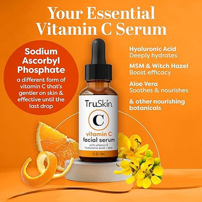 TruSkin Vitamin C Face Serum with Hyaluronic Acid & Vitamin E – Brightening & Anti-Aging