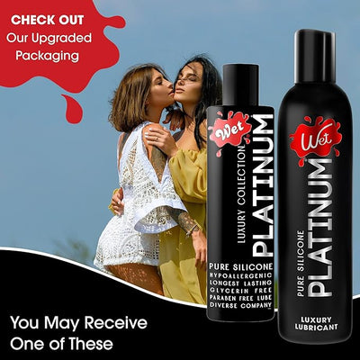 Wet Platinum Silicone-Based Personal Lubricant | Ultra Smooth, Super Slick, Hypoallergenic, Long-Lasting Performance, Waterproof Formula| Lube for Men, Women & Couples, 4.2 fl oz