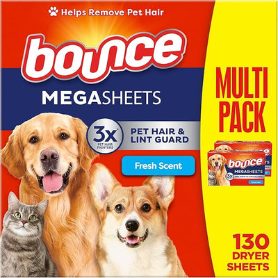 Bounce Pet Hair & Lint Guard Dryer Sheets – Mega, 3X Hair Fighters