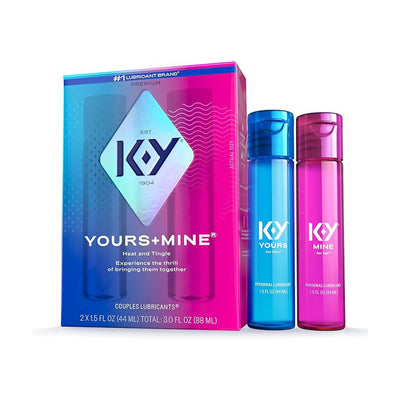 K-Y Yours + Mine Couples Personal Lube, Two Personal Lubricants, Water Based Lube for Women & Glycerin-Based Lube for Men, 2 x 1.5 FL OZ