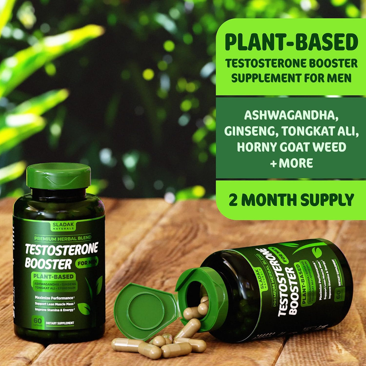 Testosterone Booster for Men – Ashwagandha, Tongkat Ali, L-Arginine & Tribulus for Muscle, Energy & Performance (2-Month Supply)