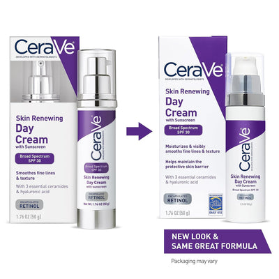 CeraVe Anti-Aging Face Cream with SPF 30 – Retinol & Hyaluronic Acid Moisturizer, 1.76 oz