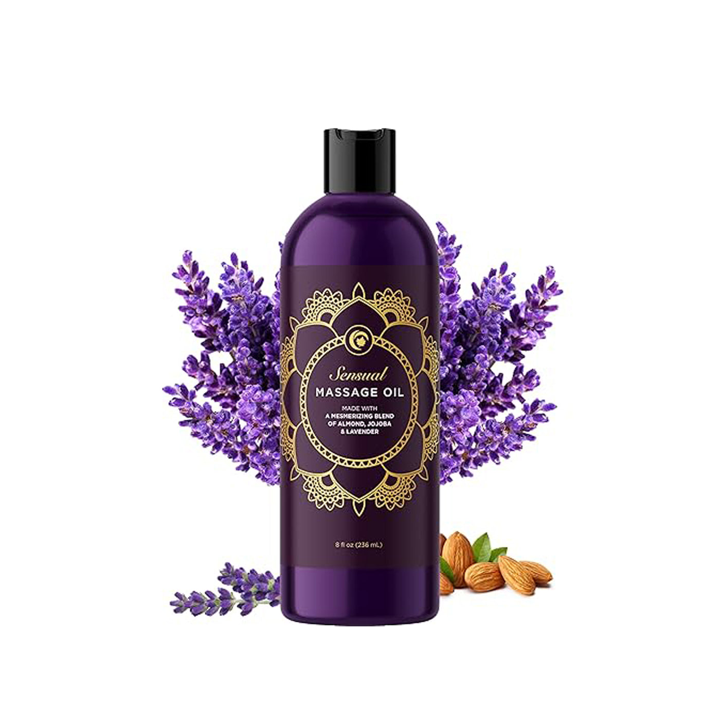 Aromatherapy Sensual Massage Oil for Couples - Relaxing Full Body Massage Oil for Date Night with Sweet Almond Oil - Vegan Lavender for Massage Therapy Smooth Gliding Formula 8 Fl Oz