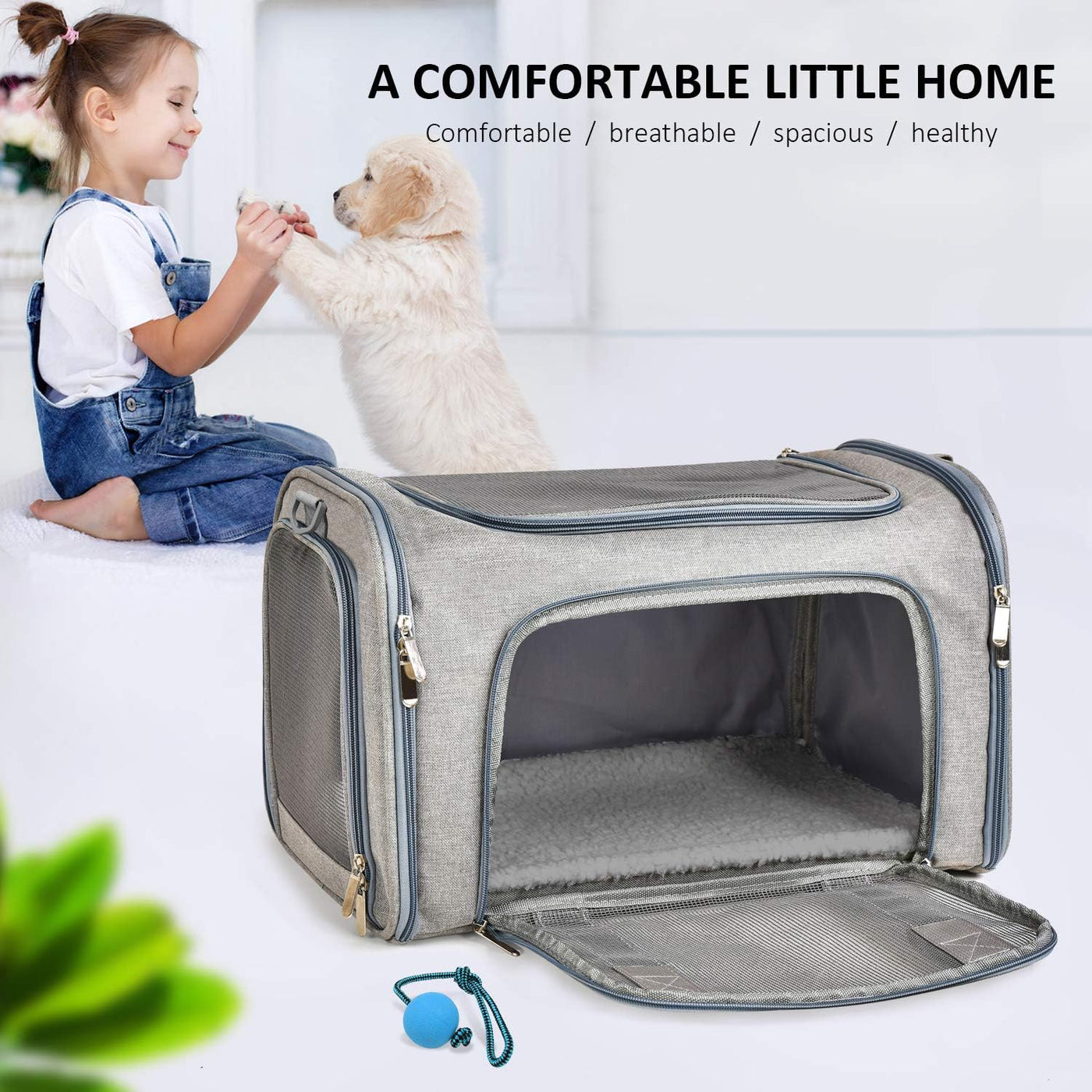 Pet Carrier For Small / Medium Cats Dogs Puppies (Up To 15lbs), TSA Airline Approved Small Dog Carrier Soft Sided, Collapsible Waterproof Travel Puppy Carrier