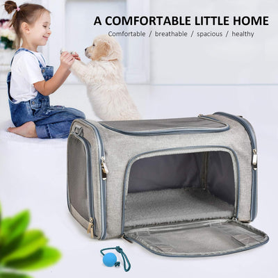 Pet Carrier For Small / Medium Cats Dogs Puppies (Up To 15lbs), TSA Airline Approved Small Dog Carrier Soft Sided, Collapsible Waterproof Travel Puppy Carrier